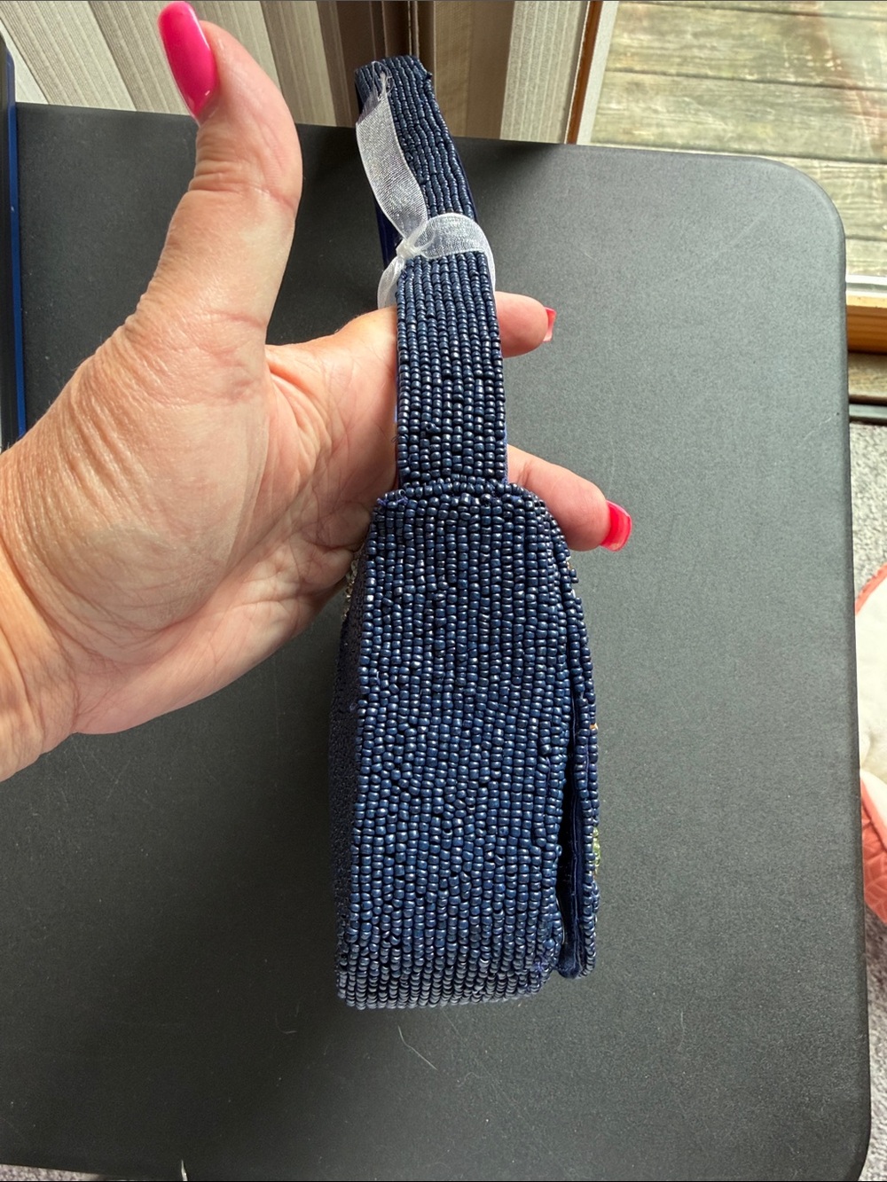 From India to You Beaded Paris Motif Shoulder Bag - Navy - Picture 6 of 11